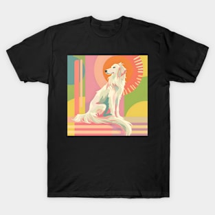 70s Borzoi Vibes: Pastel Pup Parade T-Shirt